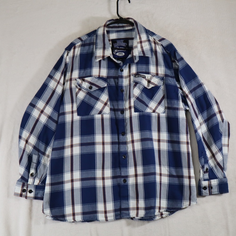 Hot Leathers Mens Long Sleeve Flannel Motorcycle Biker Shirt Size 3XL